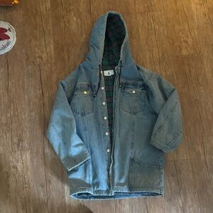 Quilted denim chore coat
